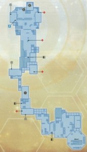 Mass Effect 2 Corridor An image of a map from ME2, showing its linear nature.