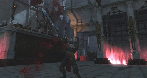 ZelBlood Zel Hawke removing the staff from his chest to see an outporing of blood spurt out.