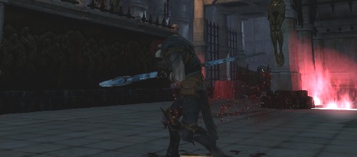 ZelBloodStaff Zel Hawke stabbing his staff into his chest.